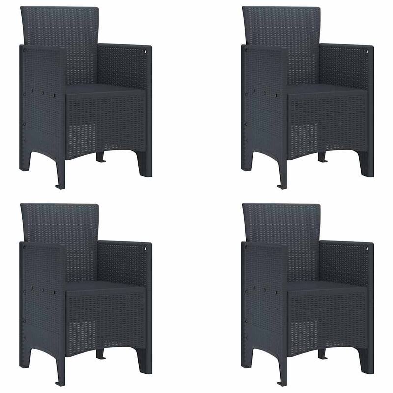vidaXL Garden Chair 2/4 pcs Anthracite/Brown/White 53 x 49 x 85 cm PP - 53 x 49 x 85 cm