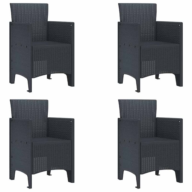 vidaXL Garden Dining Set 5/7 pcs Anthracite/Brown Polt rattan - 150 x 100 x 73 cm
