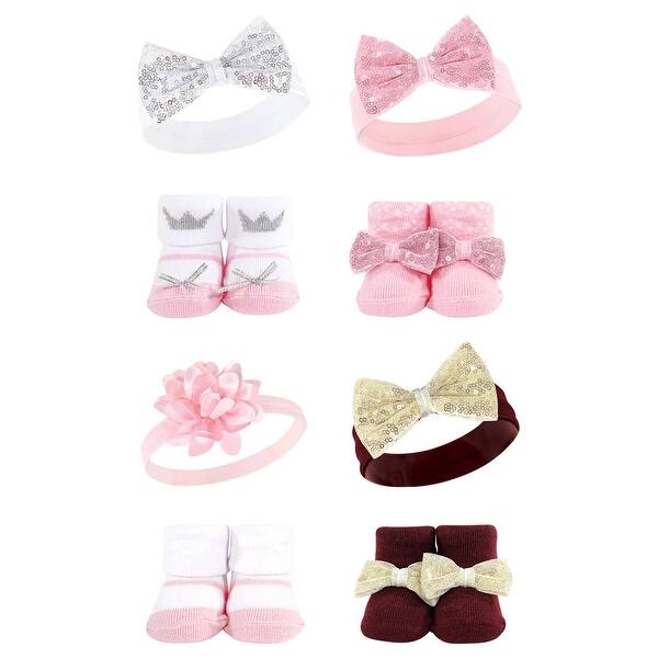 slide 1 of 1, Hudson Baby Infant Girl 8Pc Headband and Socks Set, Princess Flower, 0-9 Months - Princess Flower Princess Flower - 0-9 Months