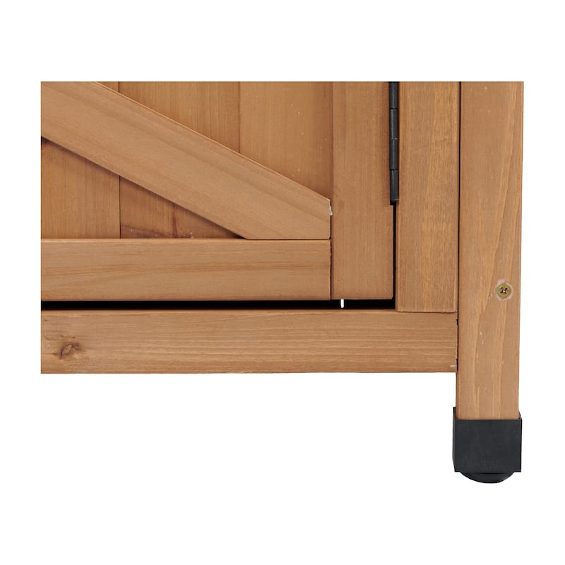 GDFStudio - Harbor Outdoor Solid Fir Wood Storage Bar Table with Slatted Design