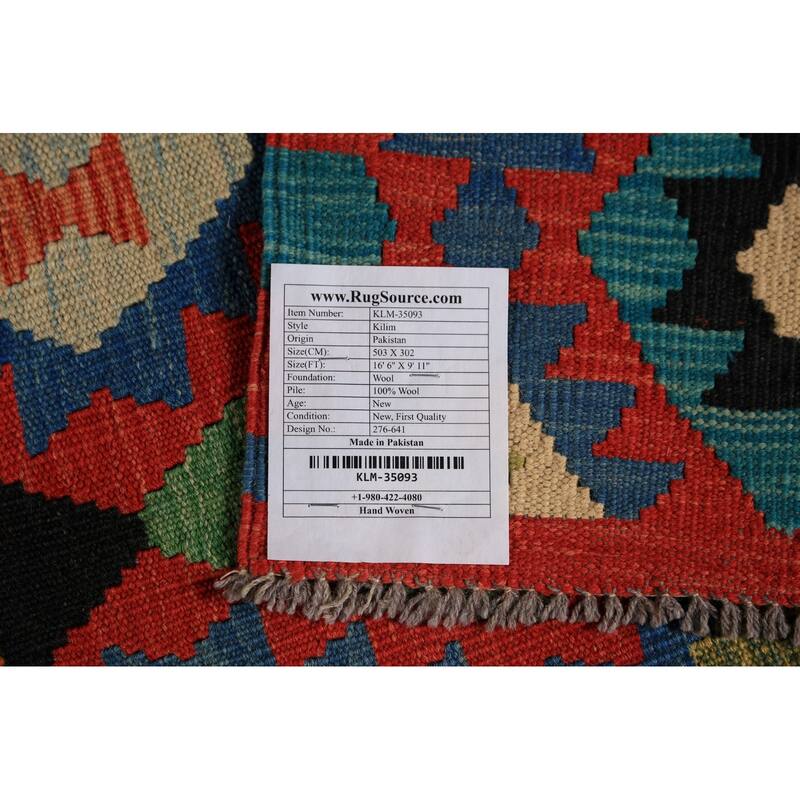 Palace Size Kilim Oriental Large Rug Hand-Woven Wool Carpet - 9'11"x 16'6"