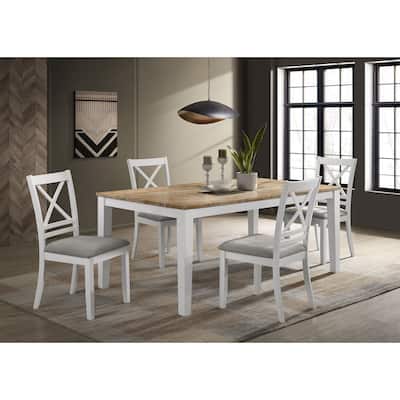 Hollis Brown and White Rectangular Dining Table Set