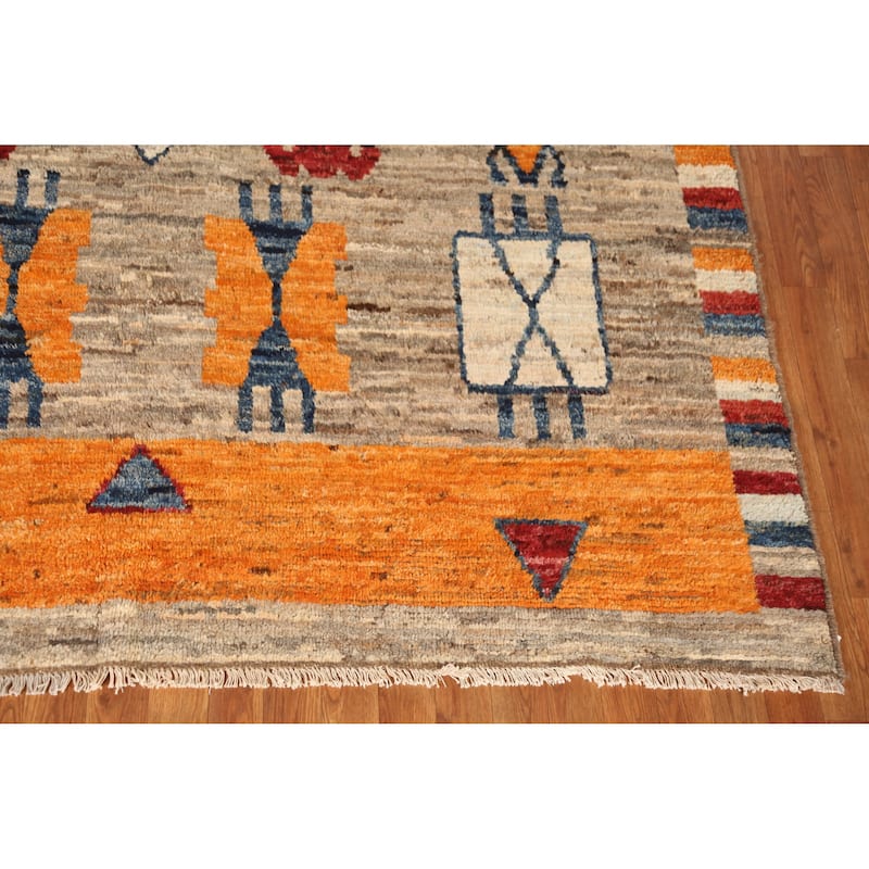 Geometric Moroccan Oriental Area Rug Handmade Wool Carpet - 7'0" x 9'8"