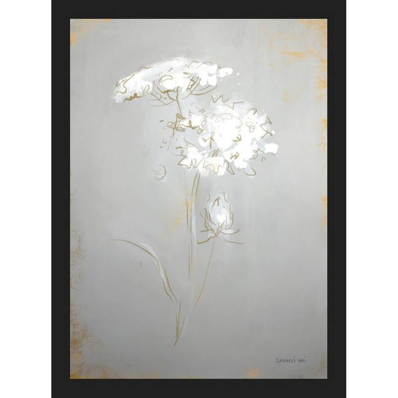 White Floral Skectch II Framed Poster