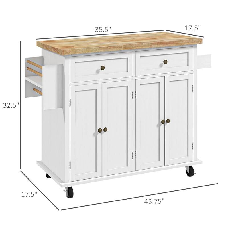 Modern Rolling Kitchen Island Cart with Spice Rack