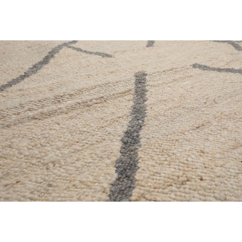LoomBloom Oatmeal Wool Oriental Rug with Multi Size Flatweave Design