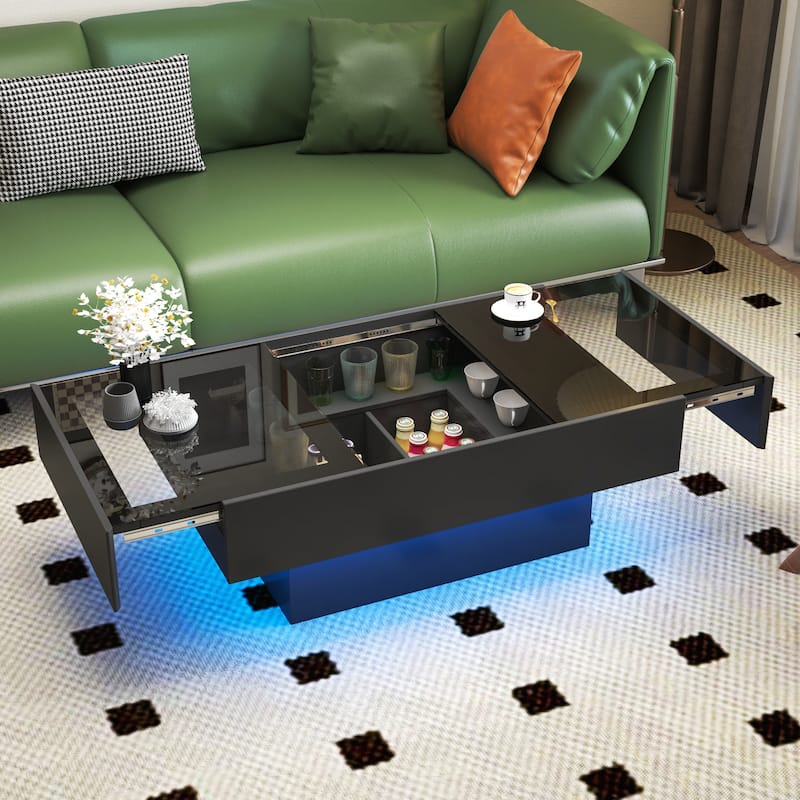 GDF Studio - Belle Modern Coffee Table with Sliding Tabletop and Hidden Storage Compartment