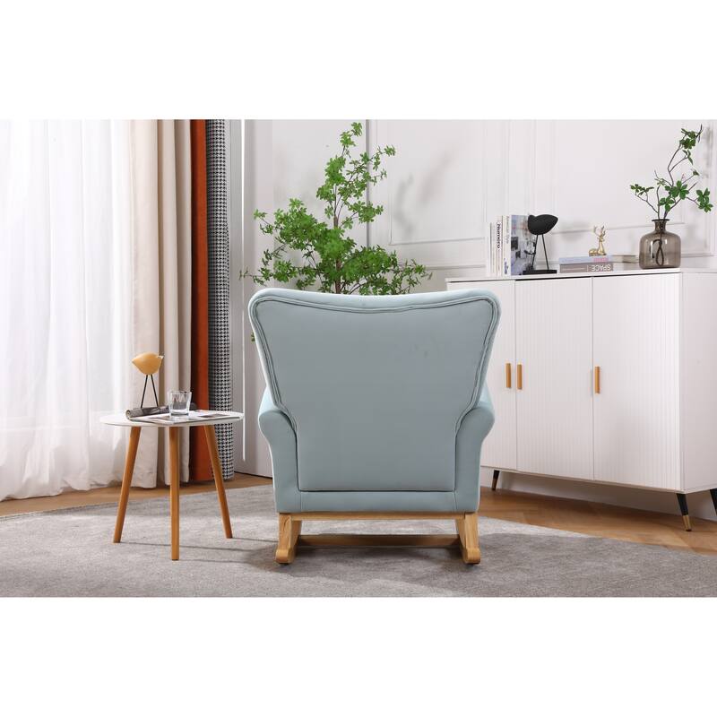 Baby Room High Back Rocking Chair Nursery Chair , Comfortable Rocker Fabric Padded Seat ,Modern High Back Armchair