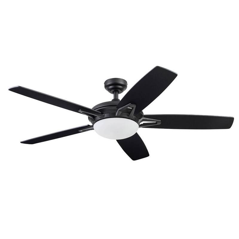 52" Prominence Home Clancy Matte Black Contemporary LED Ceiling Fan with Light, Remote Control