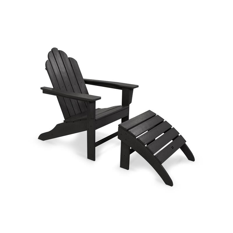 POLYWOOD Long Island Adirondack Chair 2-Piece Set - Black
