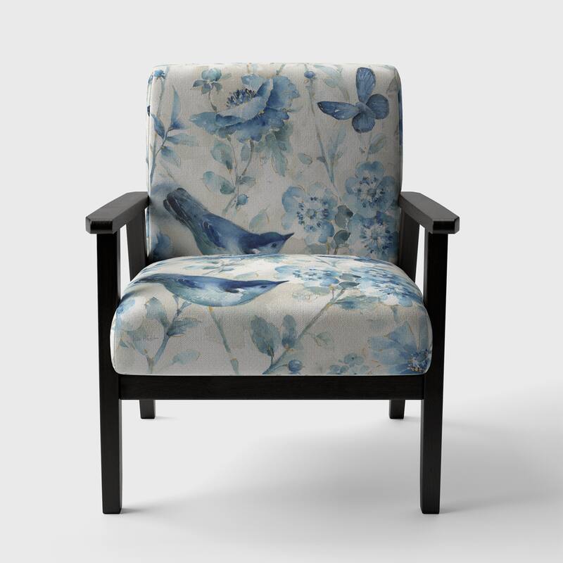 Designart "Indigold Bird Cottage Family II" Upholstered Farmhouse Accent Chair - Arm Chair