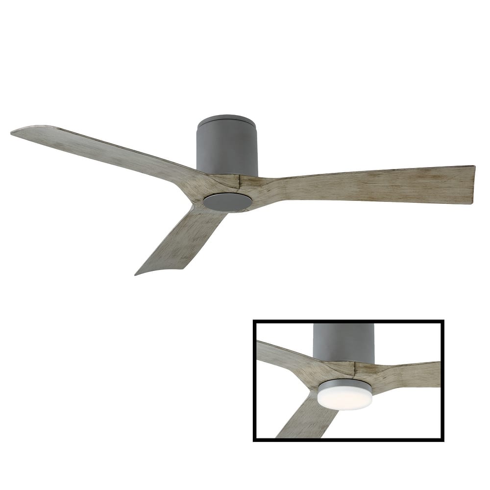 Aviator 54 Inch Three Blade Indoor / Outdoor Smart Flush Mount Ceiling Fan with Six Speed DC Motor.