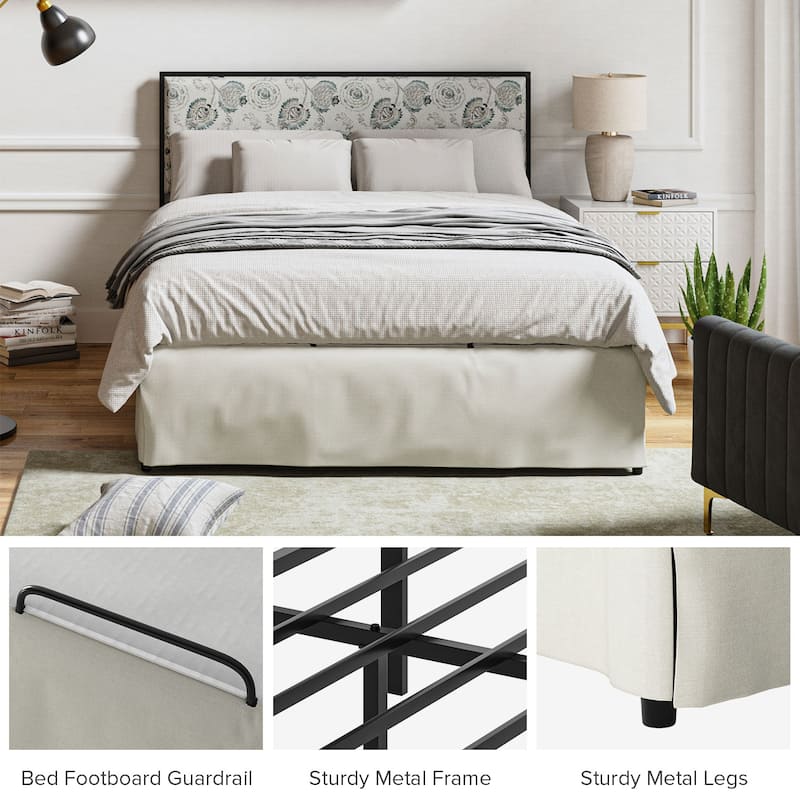 Oliver Modern Washable Slipcover Bed Upholstered Metal by HULALA HOME