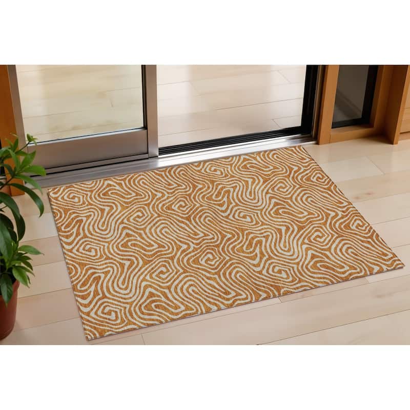 HomeRoots Abstract Transitional Rectangle Outdoor Rug - 3' x 5'