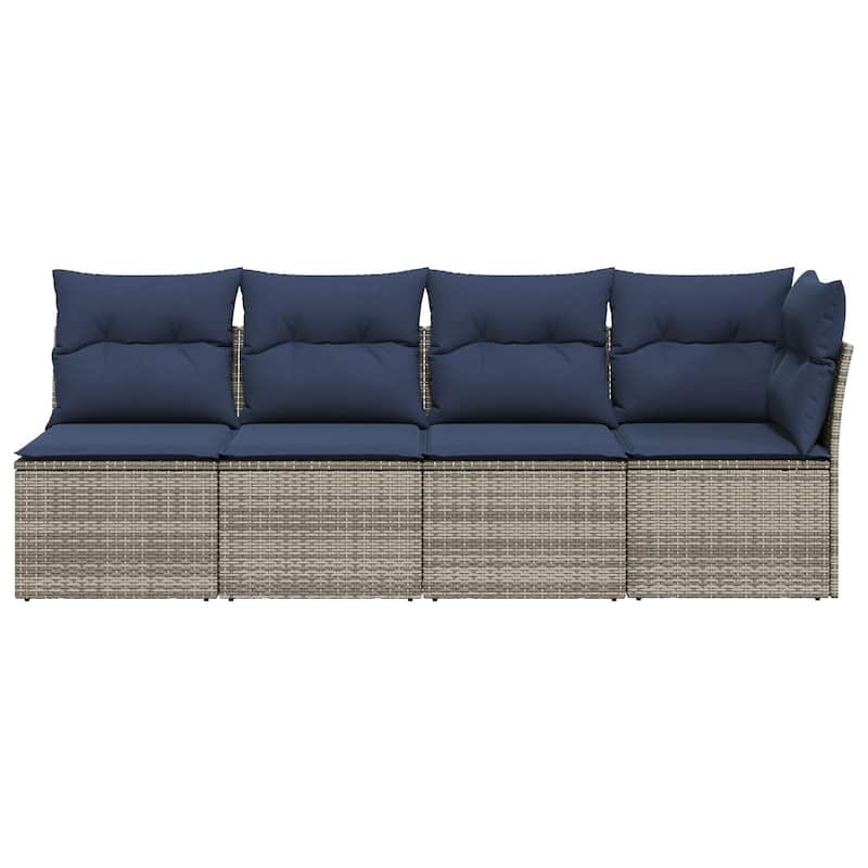 vidaXL Patio Sofa with Cushions Outdoor Seating Poly Rattan Black/Gray/Brown