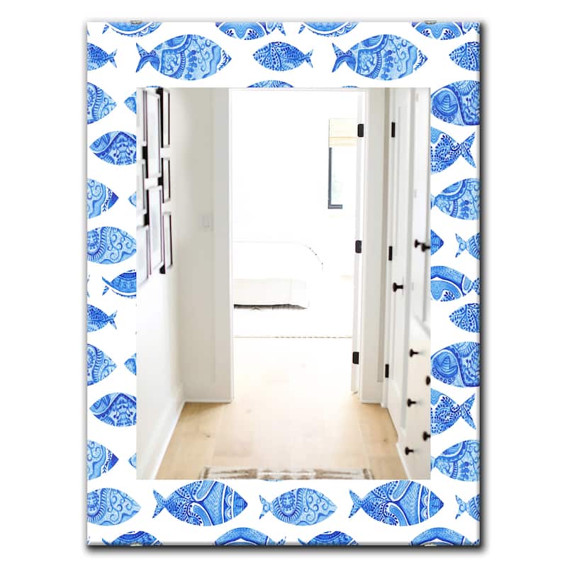 Designart 'Costal Creatures 1' Traditional Mirror - Frameless Printed Wall Mirror
