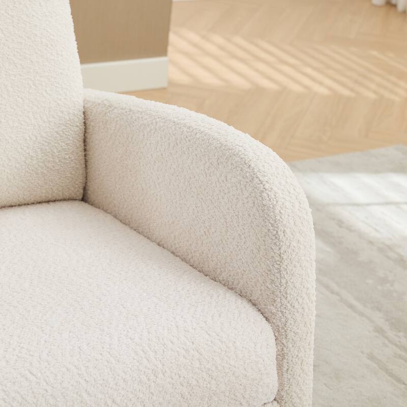 25.4"W Rocking Chair, High Back Glider Chair with Retractable Footrest, Side Pocket, Accent Armchair with Rubber Wood Legs