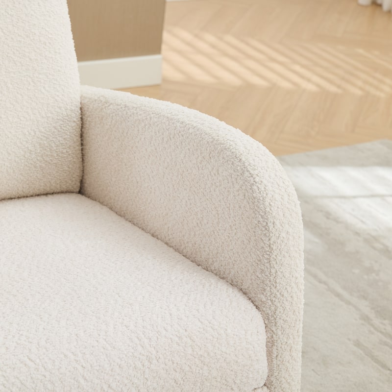 GDFStudio - Amelia Boucle Upholstered Rocking Chair with Retractable Footrest and Wingback Design - 25.4"W