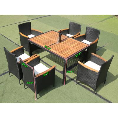 7 piece Outdoor Patio Wicker Dining Set