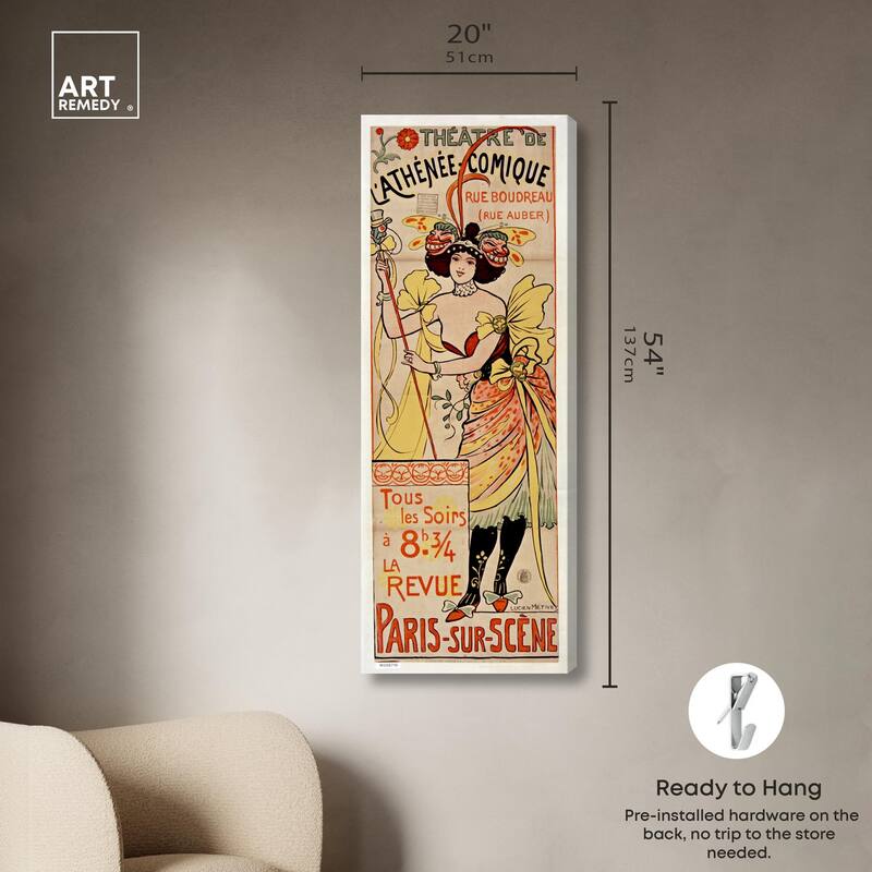 L Athenee Comique Panoramic Canvas by Art Remedy, Gallery Wrapped