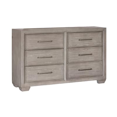 Roundhill Furniture Ennesley Gray Wood 6 Drawers Dresser