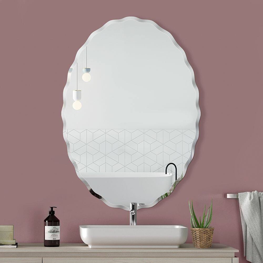 Porch & Den Outlook Beveled Oval Venetian Frameless Wall Mirror