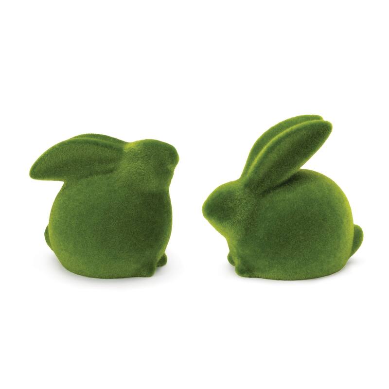 Mossy Rabbit Figurines - 5.75" - Green - Set of 2