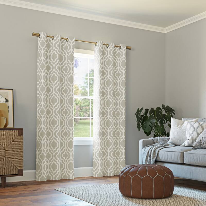 Sun Zero Eldon Trellis Print Blackout Grommet 1-Piece Curtain Panel, Single Panel