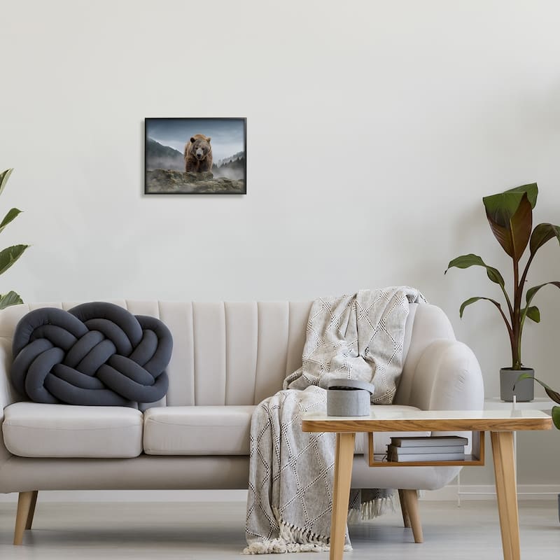 Stupell Roaring Brown Grizzly Bear Rocky Mountain Top View Framed Wall Art, Design by Kelley Parker