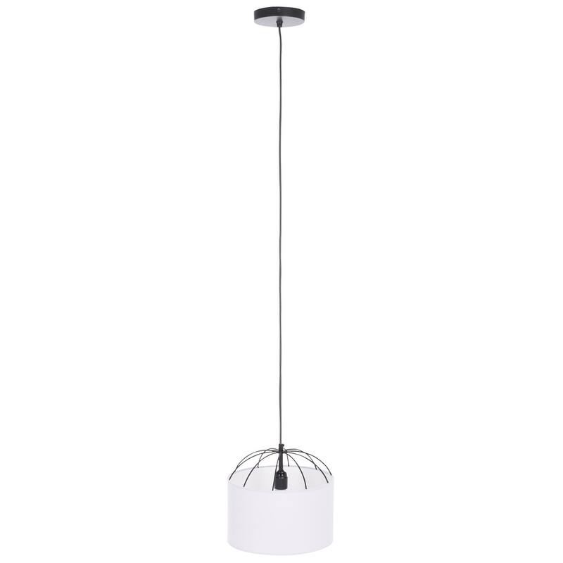 SAFAVIEH Lighting Noomi Pendant Adjustable Pendant Hanging Light Fixture - White/Black - 12"W x 12"D x 8"H