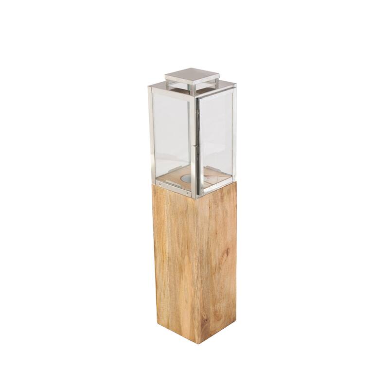 Mango Wood Handmade Decorative Indoor Outdoor Candle Lantern - Brown - Roche River Decor