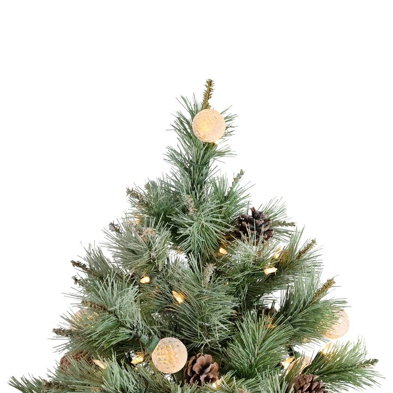 Pre-Lit Medium Artificial Bottle Brush Christmas Tree - 6.5' - Warm White LED Lights - 6.5 Foot
