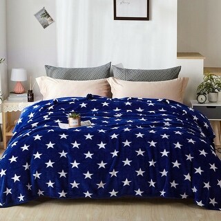 Fleece Plush Blanket Queen Size Blue Star