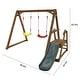 preview thumbnail 7 of 5, 2 in 1 Natural Outdoor Wood Swing Set for Backyard with Slide