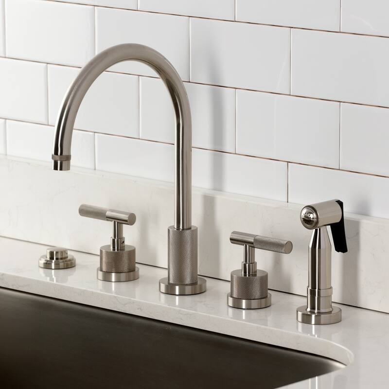 Kingston Brass Essex Double-Handle Wall-Mount Pre-Rinse Bridge Kitchen Faucet