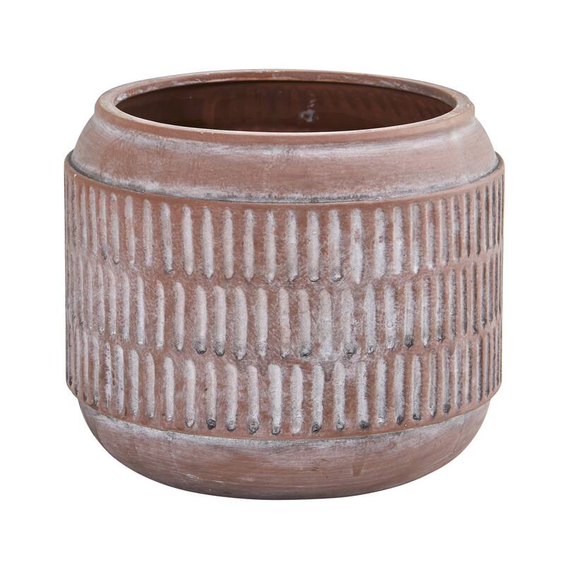 8" Boho Chic Ceramic Embossed Planter