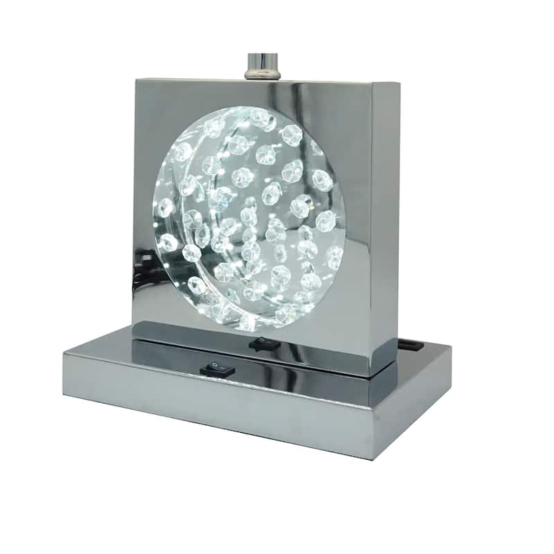 1pc Luxury Crystal Accent Table Lamp Nickel Led Light Touch Lamp Rectangular Shade Finish