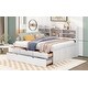 preview thumbnail 33 of 43, Full Size Wooden Captain Bed with Built-in Bookshelves, 3-Storage Drawers, and Trundle, Light Grey, Classic Style Bed Frame