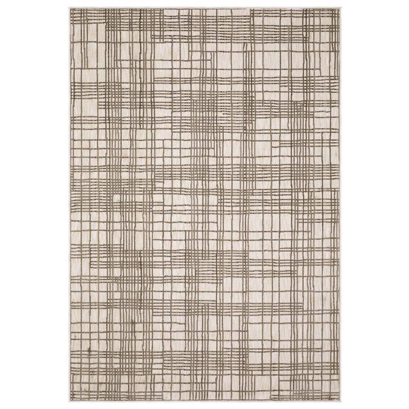 Hansel Etched Stripes Ivory/ Brown Area Rug