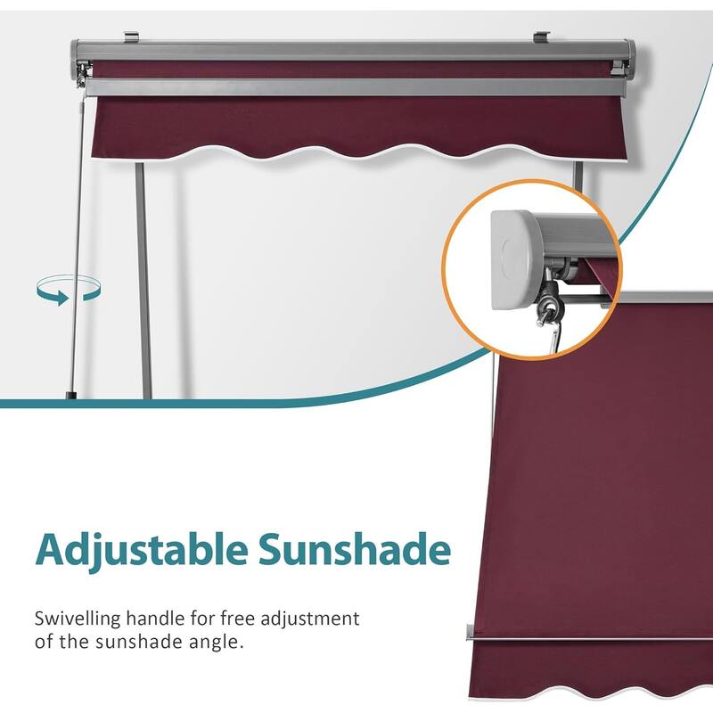 MCombo Patio Window Awnings 50''x55'', Fully Assembled Manual Retractable Sunshade Canopy