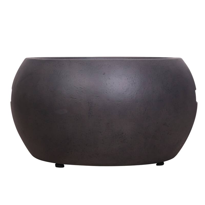 Faux Concrete Texture Round Dark Propane Outdoor Fire Pit Bed Bath