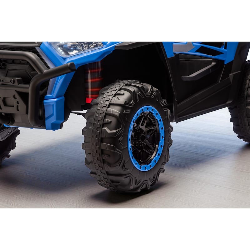 24V 4WD 2-Seater Kids Ride On UTV with Remote Control, Bluetooth Music, Dual Doors, LED Headlights,Suspension & Battery Display