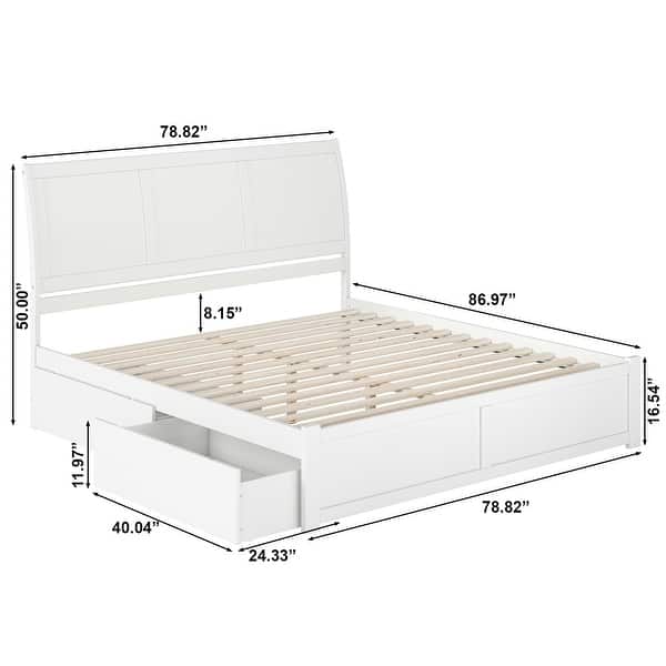 dimension image slide 1 of 8, Portland Platform Bed with Footboard and Storage Drawers
