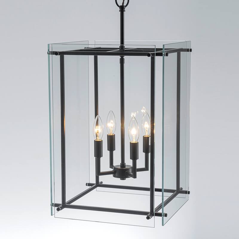 Farmhouse 4-Light Lantern Glass Chandelier