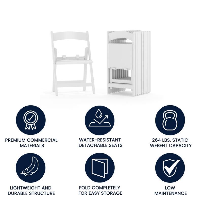 10Pk Kids Resin Folding Chair with Vinyl Padded Seat - 12.25"D x 13.25"W x 21"H