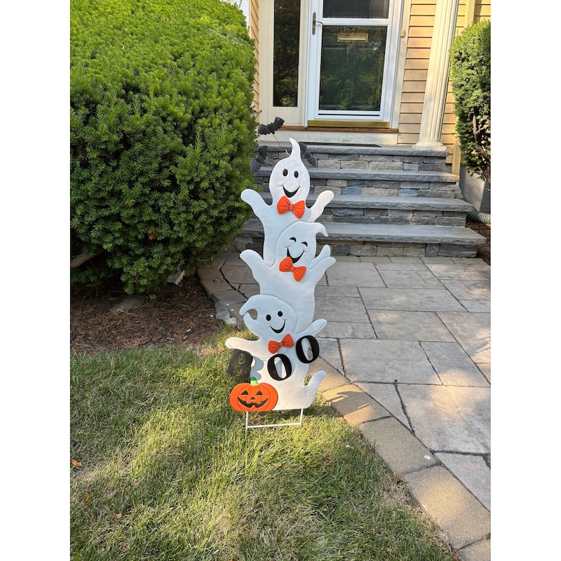 39" Metal Triple Halloween Ghost Yard Stake