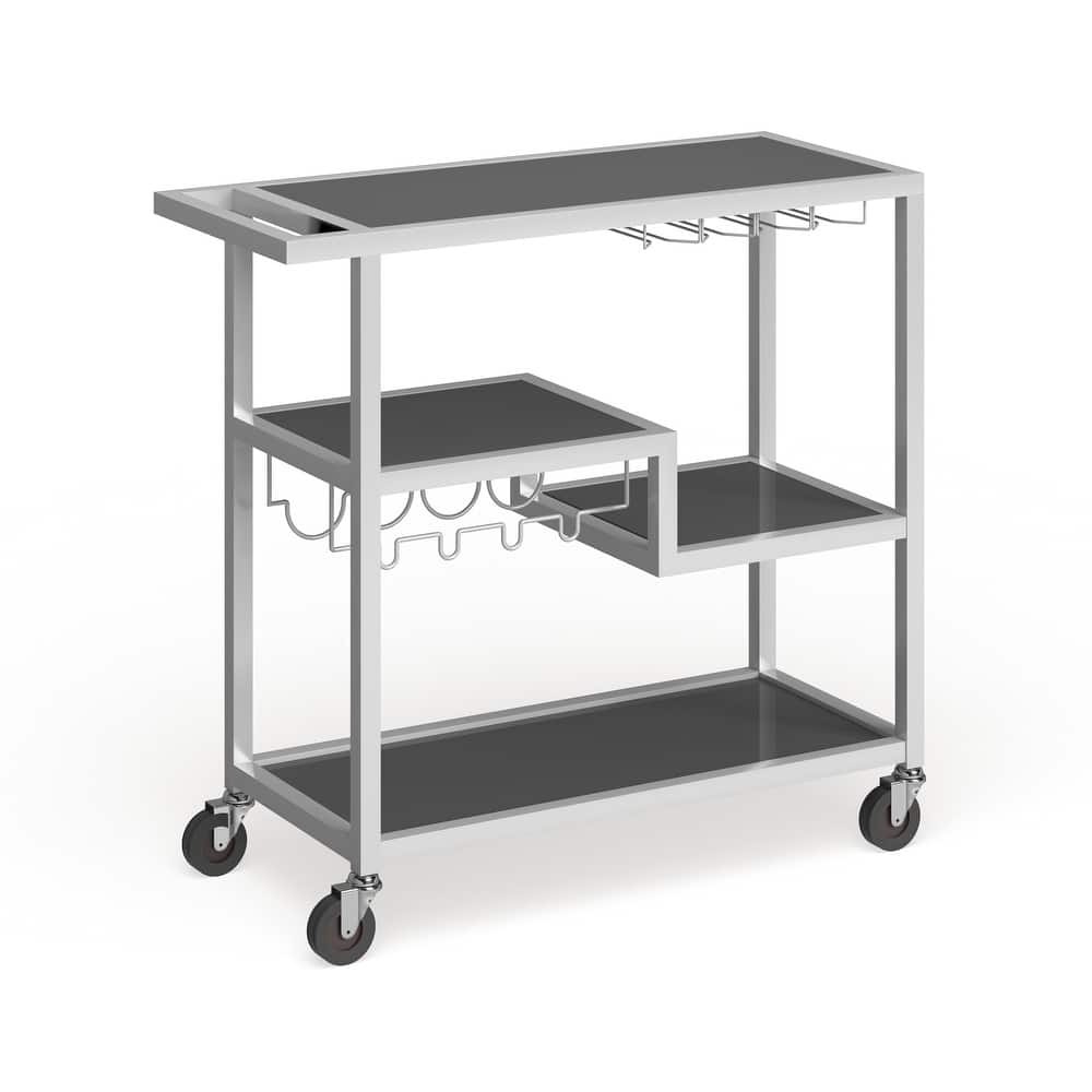 SEI Furniture Glenn White Metal Bar Cart
