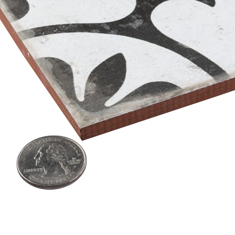 Merola Tile Kings Ornate Nero 17-5/8" x 17-5/8" Ceramic Floor and Wall Tile