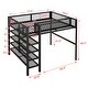 preview thumbnail 26 of 84, Heavy Duty Metal Loft Bed Frame for Dorm with 4-Tier Storage Shelves, Ladders & Safety Guard Rail, Storage Platform Bed