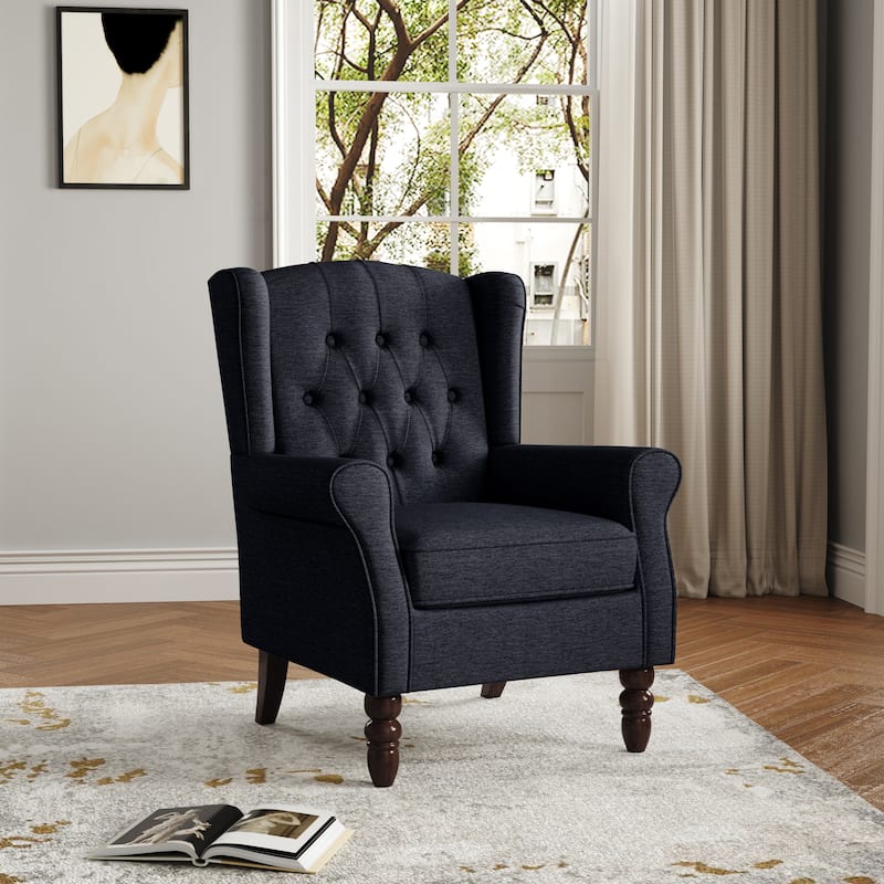 Button Tufted Wingback Accent Chair Upholstered Armchair